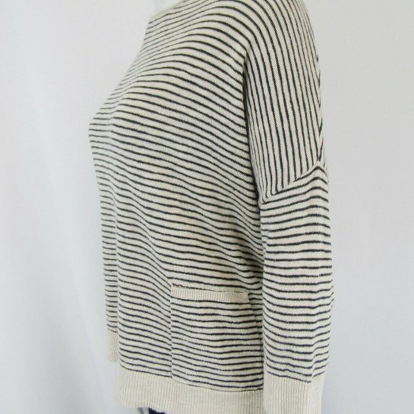 Eileen Fisher Ballet Neck Stripe Top Cozy Organic Linen Cotton Medium M Ochre - Picture 2 of 6